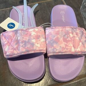 NWT Cat & Jack Lilac Slide Sandals with Sheer Strap, youth shoe 4/5